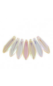Czech Glass Daggers beads 5x16mm Crystal yellow rainbow 00030-98531